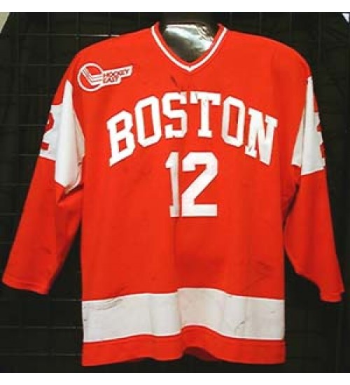 Custom NCAA 1997-98 Boston University Terriers BU 12 Nick Gillis Hockey Jersey Red